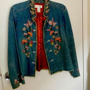 Embroidered blue Jean jacket size L